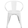 Luna Commercial Grade White Metal Indoor-Outdoor Chair with Arms