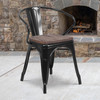 Luna Black Metal Chair with Wood Seat and Arms
