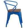 Luna Blue Metal Chair with Wood Seat and Arms