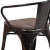 Luna Black-Antique Gold Metal Chair with Wood Seat and Arms