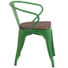 Luna Green Metal Chair with Wood Seat and Arms