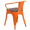 Luna Orange Metal Chair with Wood Seat and Arms