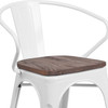 Luna White Metal Chair with Wood Seat and Arms