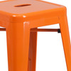 Kai Commercial Grade 24" High Backless Orange Metal Indoor-Outdoor Counter Height Stool with Square Seat