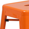 Kai Commercial Grade 24" High Backless Orange Metal Indoor-Outdoor Counter Height Stool with Square Seat