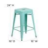 Kai Commercial Grade 24" High Backless Mint Green Indoor-Outdoor Counter Height Stool