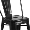 Kai Commercial Grade 24" High Black Metal Indoor-Outdoor Counter Height Stool with Removable Back