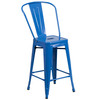 Kai Commercial Grade 24" High Blue Metal Indoor-Outdoor Counter Height Stool with Removable Back