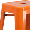 Kai Commercial Grade 30" High Backless Orange Metal Indoor-Outdoor Barstool with Square Seat