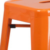 Kai Commercial Grade 30" High Backless Orange Metal Indoor-Outdoor Barstool with Square Seat