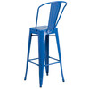 Kai Commercial Grade 30" High Blue Metal Indoor-Outdoor Barstool with Removable Back
