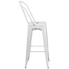 Kai Commercial Grade 30" High White Metal Indoor-Outdoor Barstool with Removable Back