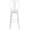 Kai Commercial Grade 30" High White Metal Indoor-Outdoor Barstool with Removable Back