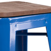 Lily 30" High Backless Blue Metal Barstool with Square Wood Seat