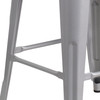 Lily 30" High Backless Silver Metal Barstool with Square Wood Seat
