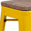 Lily 30" High Backless Yellow Metal Barstool with Square Wood Seat