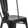 Owen Commercial Grade 23.75" Square Black Metal Indoor-Outdoor Table Set with 2 Stack Chairs