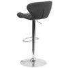 Francis Contemporary Charcoal Fabric Adjustable Height Barstool with Curved Back and Chrome Base