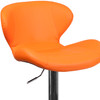 Francis Contemporary Orange Vinyl Adjustable Height Barstool with Curved Back and Chrome Base