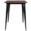 Nolan 31.5" Square Black Metal Indoor Bar Height Table with Walnut Rustic Wood Top