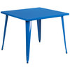 Parker Commercial Grade 35.5" Square Blue Metal Indoor-Outdoor Table