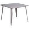 Parker Commercial Grade 35.5" Square Silver Metal Indoor-Outdoor Table