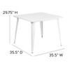 Parker Commercial Grade 35.5" Square White Metal Indoor-Outdoor Table