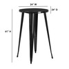 James Commercial Grade 24" Round Black Metal Indoor-Outdoor Bar Height Table