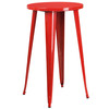 Nichols Commercial Grade 24" Round Red Metal Indoor-Outdoor Bar Table Set with 2 Cafe Stools