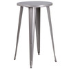 Dexter Commercial Grade 24" Round Silver Metal Indoor-Outdoor Bar Table Set with 4 Cafe Stools