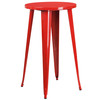 Richard Commercial Grade 24" Round Red Metal Indoor-Outdoor Bar Table Set with 4 Vertical Slat Back Stools