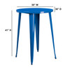 Philip Commercial Grade 30" Round Blue Metal Indoor-Outdoor Bar Height Table