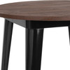 Philip 30" Round Black Metal Indoor Bar Height Table with Walnut Rustic Wood Top