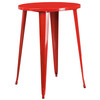 Caron Commercial Grade 30" Round Red Metal Indoor-Outdoor Bar Table Set with 2 Cafe Stools