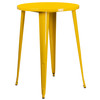 Callum Commercial Grade 30" Round Yellow Metal Indoor-Outdoor Bar Table Set with 4 Cafe Stools