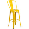 Callum Commercial Grade 30" Round Yellow Metal Indoor-Outdoor Bar Table Set with 4 Cafe Stools