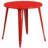 Conrad  Commercial Grade 30" Round Red Metal Indoor-Outdoor Table Set with 2 Arm Chairs