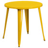 Baker Commercial Grade 30" Round Yellow Metal Indoor-Outdoor Table Set with 2 Cafe Chairs