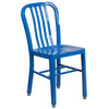 Craig Commercial Grade 30" Round Blue Metal Indoor-Outdoor Table Set with 2 Vertical Slat Back Chairs