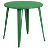 Craig Commercial Grade 30" Round Green Metal Indoor-Outdoor Table Set with 2 Vertical Slat Back Chairs