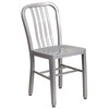 Craig Commercial Grade 30" Round Silver Metal Indoor-Outdoor Table Set with 2 Vertical Slat Back Chairs