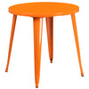 Cory Commercial Grade 30" Round Orange Metal Indoor-Outdoor Table Set with 4 Arm Chairs