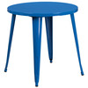 Dalton Commercial Grade 30" Round Blue Metal Indoor-Outdoor Table Set with 4 Cafe Chairs