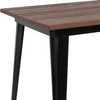 Kenneth 30.25" x 60" Rectangular Black Metal Indoor Table with Walnut Rustic Wood Top