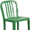 Gael Commercial Grade 24" High Green Metal Indoor-Outdoor Counter Height Stool with Vertical Slat Back