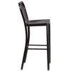 Gael Commercial Grade 30" High Black-Antique Gold Metal Indoor-Outdoor Barstool with Vertical Slat Back