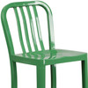 Gael Commercial Grade 30" High Green Metal Indoor-Outdoor Barstool with Vertical Slat Back