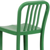 Gael Commercial Grade 30" High Green Metal Indoor-Outdoor Barstool with Vertical Slat Back