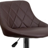 Dale Contemporary Brown Vinyl Bucket Seat Adjustable Height Barstool with Diamond Pattern Back and Chrome Base