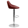 Dale Contemporary Burgundy Vinyl Bucket Seat Adjustable Height Barstool with Diamond Pattern Back and Chrome Base